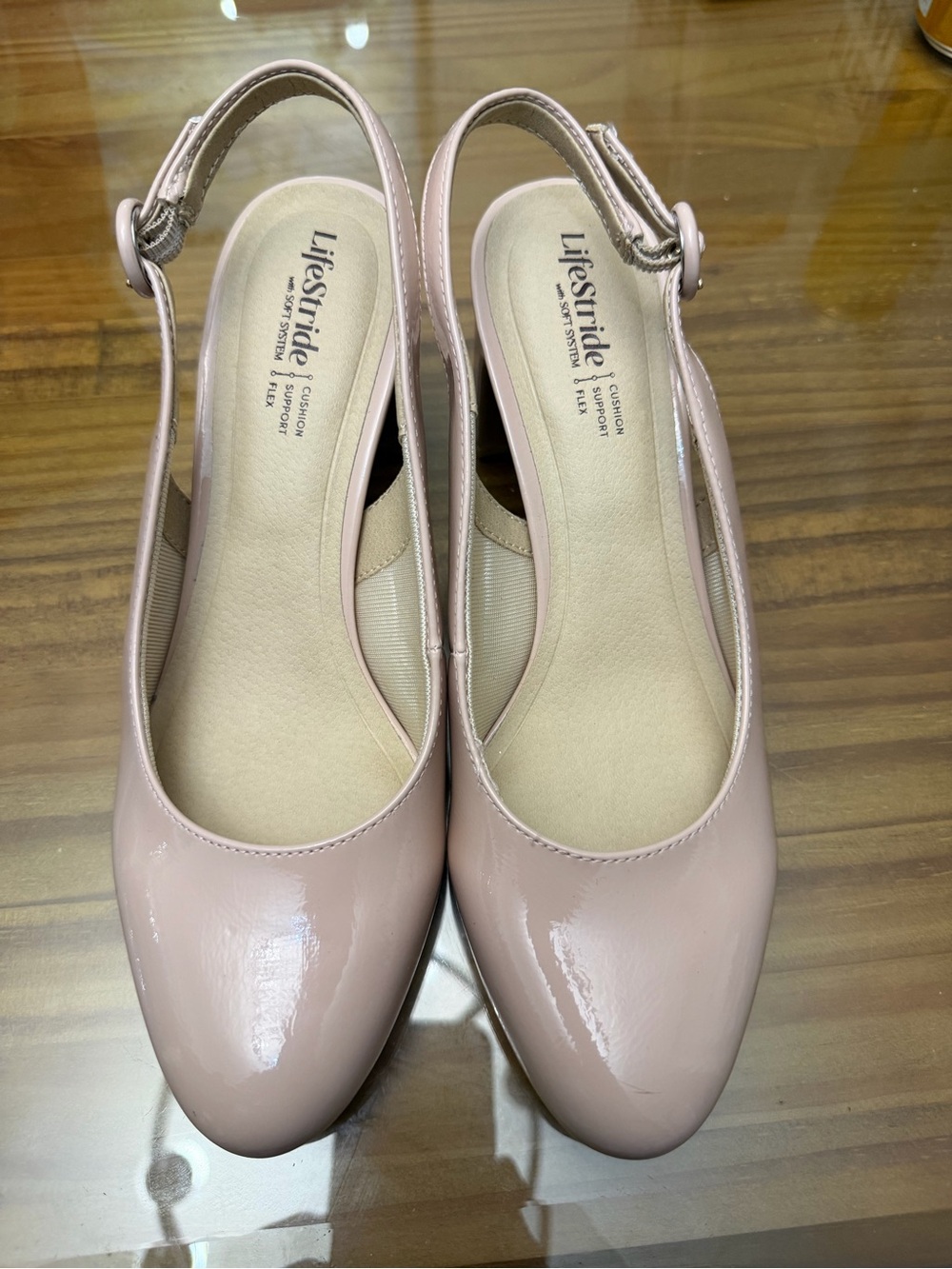 Life Stride “Tia” Blush Patent Slingback Heels